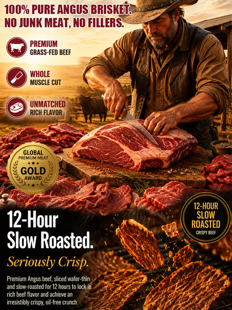 Premium Australian Angus Beef Jerky Crisps 100% Grass-Fed High Protein Keto Friendly Healthy Snack