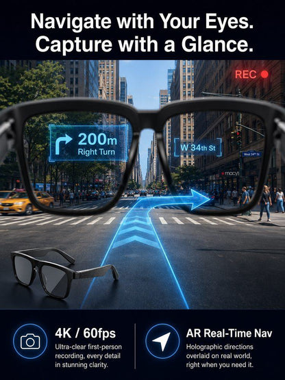 AI Smart Bluetooth Glasses – Real-Time Translation (150+ Languages), Photochromic Lenses & Open-Ear Audio