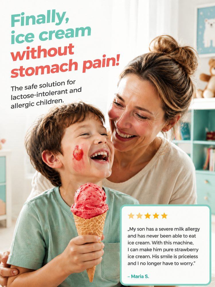 Automatic Fruit Ice Cream Maker – 100% Pure Fruit Soft Serve in 60 Seconds, No Added Sugar