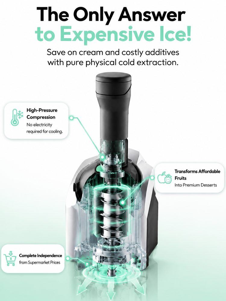 Automatic Fruit Ice Cream Maker – 100% Pure Fruit Soft Serve in 60 Seconds, No Added Sugar
