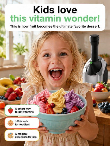 Automatic Fruit Ice Cream Maker – 100% Pure Fruit Soft Serve in 60 Seconds, No Added Sugar