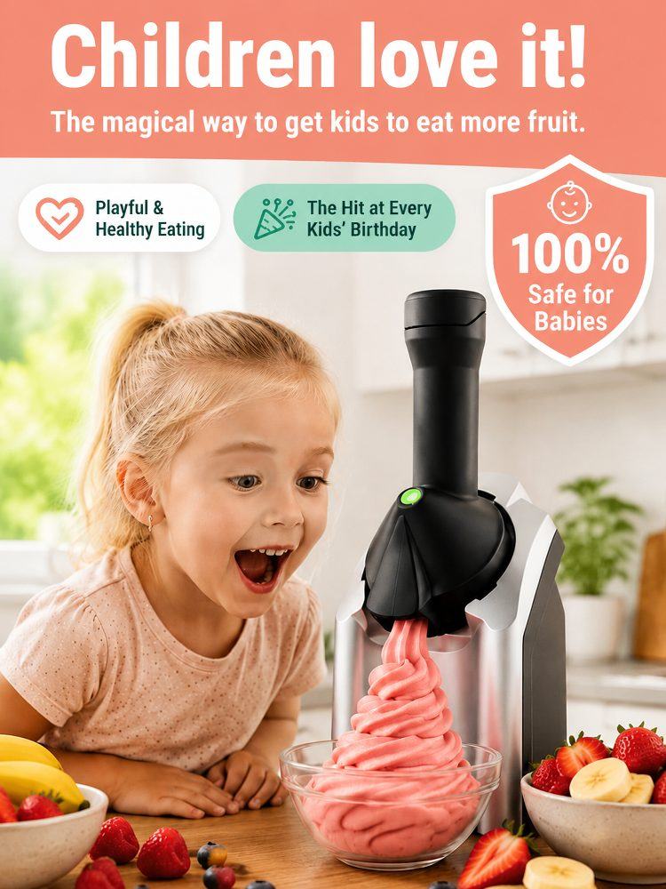 Automatic Fruit Ice Cream Maker – 100% Pure Fruit Soft Serve in 60 Seconds, No Added Sugar
