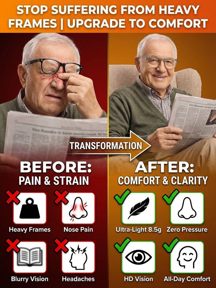 Photochromic Progressive Multifocal Reading Glasses – Ultra-Light 8.5g Titanium, 95% Blue Light Blocking, UV400