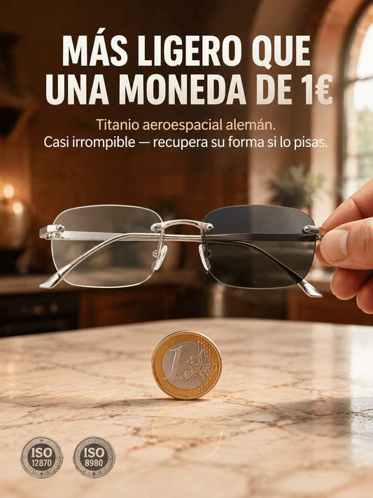 Rimless Progressive Photochromic Glasses – One Pair for All Ages, Reading + Sun, 0.1s Auto-Focus, German Aerospace Titanium